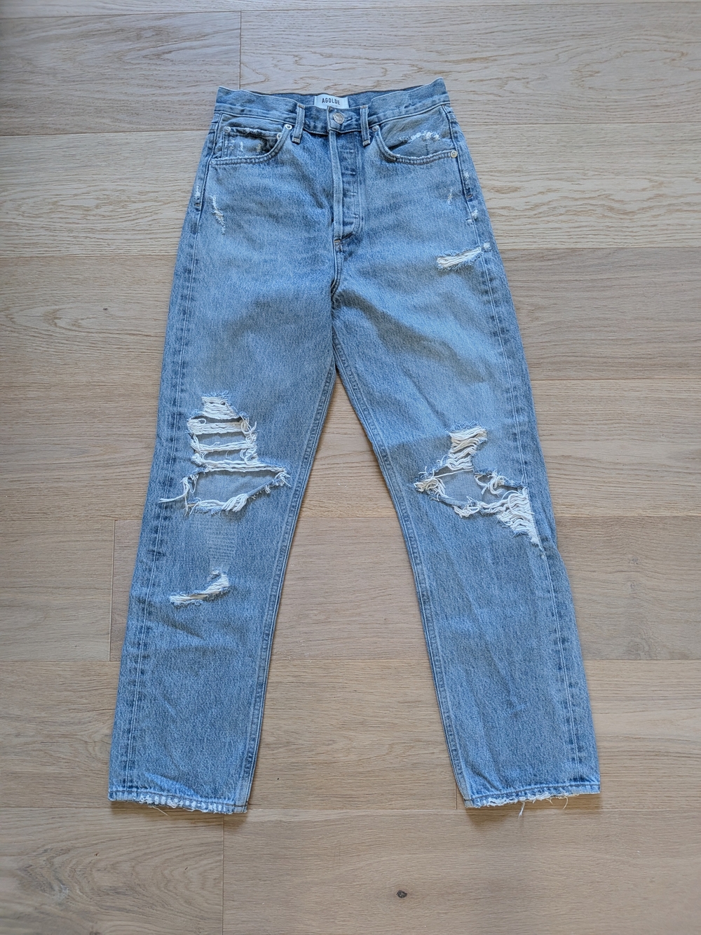 Agolde Light Blue Distressed Denim Jeans